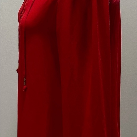 True Religion Lace Panels Lace Up Long Sleeve Red Blouse - Picture 3 of 5